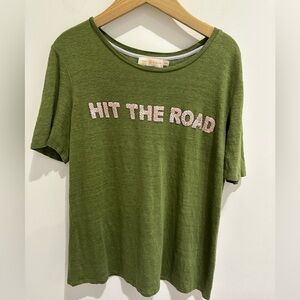 Tory Burch Graphic Tee w Pink Sparkly Graphics Medium